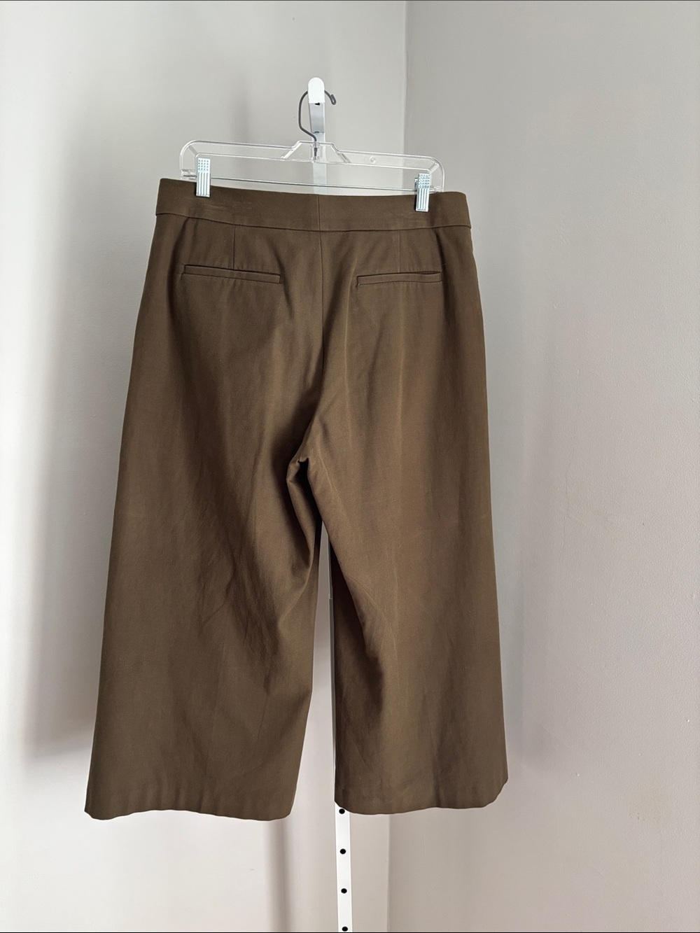 Ann Taylor Wide Leg High-Rise Cropped Pants  Olive Trousers Casual Classic Sz 12 - Picture 6 of 8